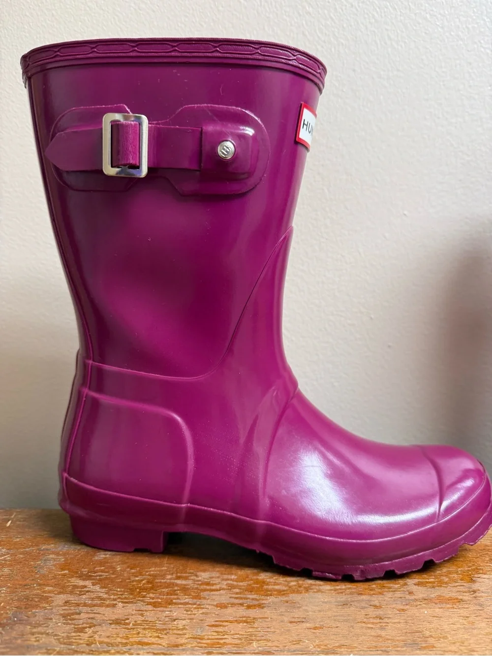 Hunter Original Gloss Short Rain Boots Purple Plum Waterproof Women’s US 6 EU 5